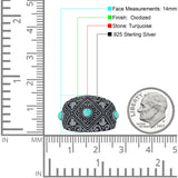 Round 14mm Filigree Weave Bali Turquoise Ring Oxidized 925 Sterling Silver