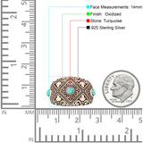 Round 14mm Filigree Weave Bali Turquoise Ring Oxidized 925 Sterling Silver