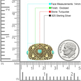 Round 14mm Filigree Weave Bali Turquoise Ring Oxidized 925 Sterling Silver
