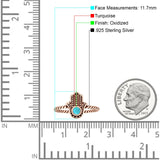 Hamsa Hand Ring 11.7mm Twisted Rope Turquoise Oxidized 925 Sterling Silver