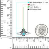 Hamsa Hand Ring 11.7mm Twisted Rope Turquoise Oxidized 925 Sterling Silver