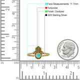 Hamsa Hand Ring 11.7mm Twisted Rope Turquoise Oxidized 925 Sterling Silver