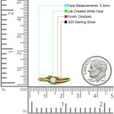 Minimalist 5.3mm Round Lab Created White Opal Feather Ring Oxidized 925 Sterling Silver