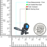 Lab Created Blue Opal Bee Flower Ring Oxidized 925 Sterling Silver