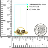 Two Sunflower Smiley O Shaped Oxidized Ring