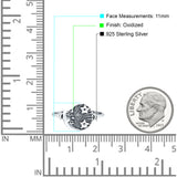 Celestial Moon Star 11mm Circle Ring Oxidized 925 Sterling Silver