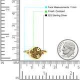 Celestial Moon Star 11mm Circle Ring Oxidized 925 Sterling Silver