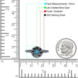 Moon Phases Ring 10mm Oxidized Round Lab Created Opal 925 Sterling Silver