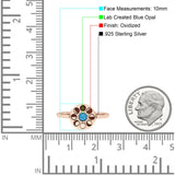 Moon Phases Ring 10mm Oxidized Round Lab Created Opal 925 Sterling Silver