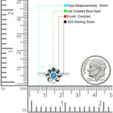 Moon Phases Ring 10mm Oxidized Round Lab Created Opal 925 Sterling Silver