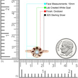 Moon Phases Ring 10mm Oxidized Round Lab Created Opal 925 Sterling Silver