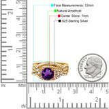 Round Natural Stone Three Piece Ring