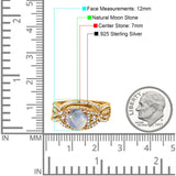 Round Natural Stone Three Piece Ring