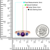 Round Natural Stone Three Stone Ring