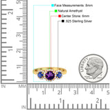 Round Natural Stone Three Stone Ring