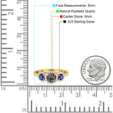 Round Natural Stone Three Stone Ring