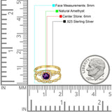 Two Piece Round Natural Stone Bridal Ring