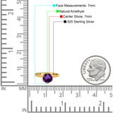 Floral Round Natural Stone Solitaire Ring