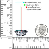 Art Deco Round Natural Stone Halo Princess Cut Ring