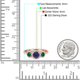 Three Stone Round Natural Stone Wedding Ring