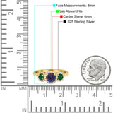 Three Stone Round Natural Stone Wedding Ring