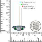Three Stone Round Natural Stone Wedding Ring