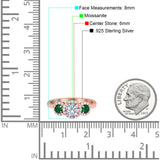 Three Stone Round Natural Stone Wedding Ring