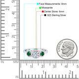 Three Stone Round Natural Stone Wedding Ring