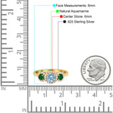 Three Stone Round Natural Stone Wedding Ring