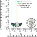 Three Stone Round Natural Stone Wedding Ring