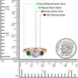Three Stone Round Natural Stone Wedding Ring