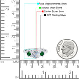Three Stone Round Natural Stone Wedding Ring