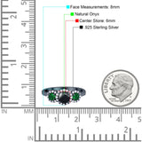 Three Stone Round Natural Stone Wedding Ring