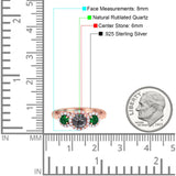 Three Stone Round Natural Stone Wedding Ring