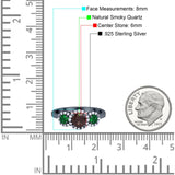 Three Stone Round Natural Stone Wedding Ring