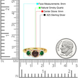 Three Stone Round Natural Stone Wedding Ring