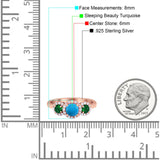 Three Stone Round Natural Stone Wedding Ring