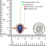 Art Deco Pear Natural Stone Wedding Ring