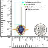 Art Deco Pear Natural Stone Wedding Ring