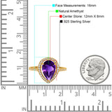 Art Deco Pear Natural Stone Wedding Ring