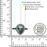 Art Deco Pear Natural Stone Wedding Ring