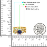 Three Piece Round Natural Stone Bridal Ring