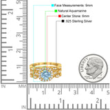 Three Piece Round Natural Stone Bridal Ring