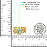Three Piece Round Natural Stone Bridal Ring