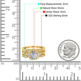 Three Piece Round Natural Stone Bridal Ring