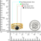Three Piece Round Natural Stone Bridal Ring