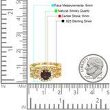 Three Piece Round Natural Stone Bridal Ring