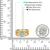 Three Piece Round Natural Stone Bridal Ring
