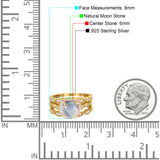 Three Piece Round Natural Stone Bridal Ring