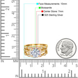Three Piece Round Natural Stone Bridal Ring